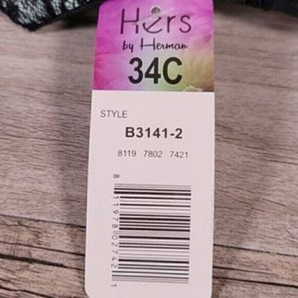 Hers by Herman Green & Black Lace Bra Sz 34C - Picture 3 of 4
